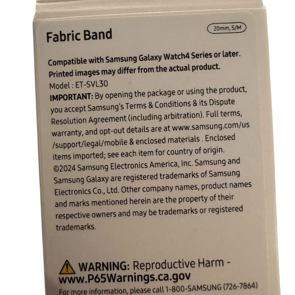 Samsung Galaxy Watch One Click Fabric Band NEW 20mm S/M Watch4 Series
